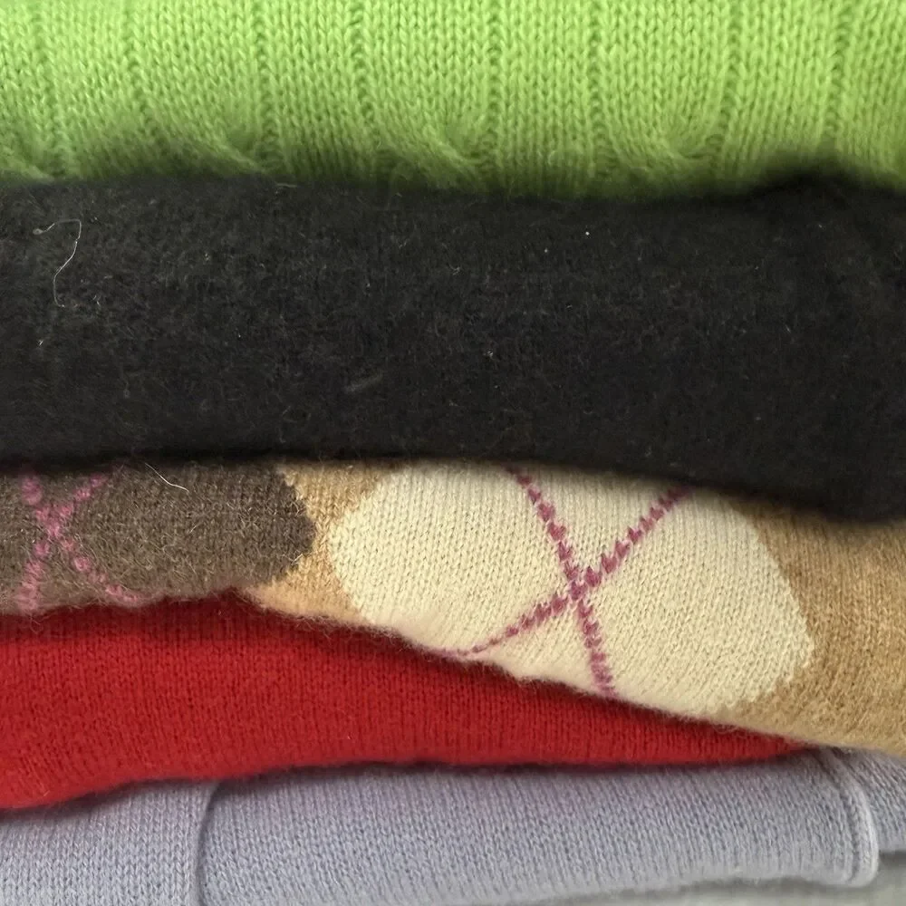 7 Piece Lot 100% Cashmere Sweater Craft Cutter Repurpose Recycle Lavender Black